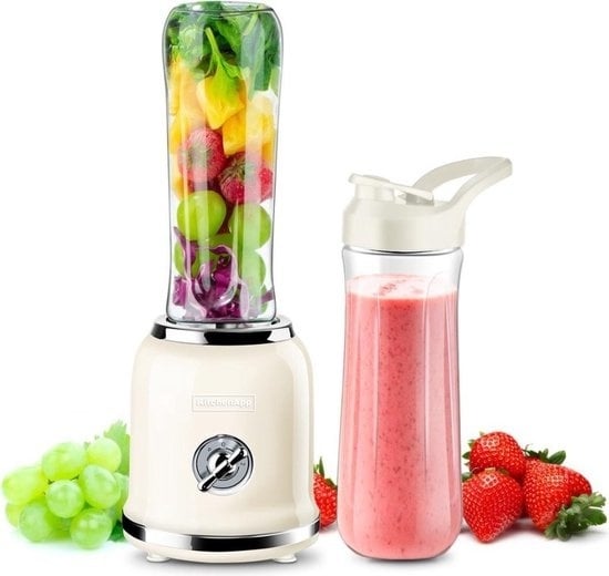 8720726588034 - Retro-Mixer - Mixer zum Mitnehmen - Smoothie-Maker - Inklusive zwei Flaschen