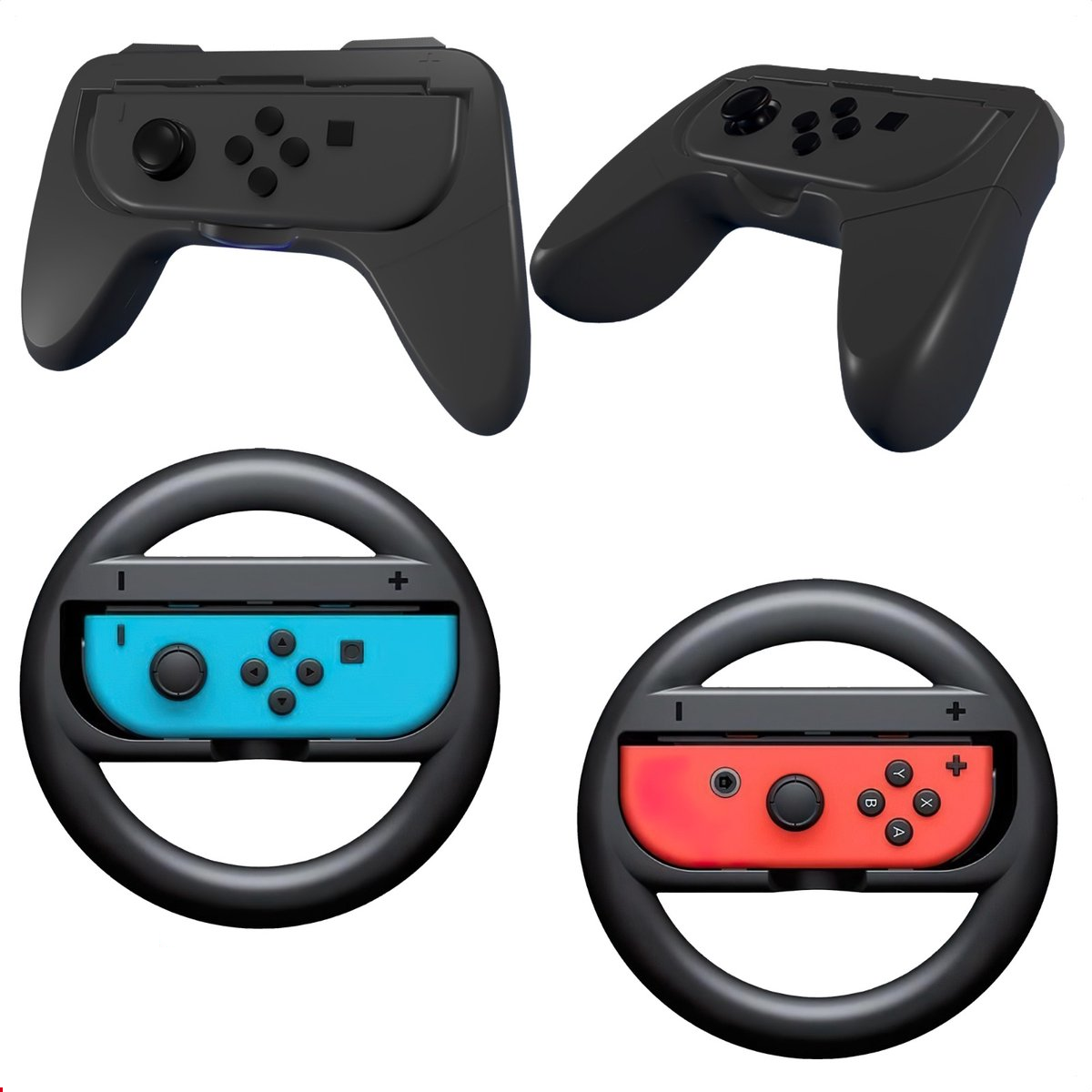 8720726588072 - Zubehör für Nintendo Switch Joy Con - Lenker und Controllerhalter - Schwarz