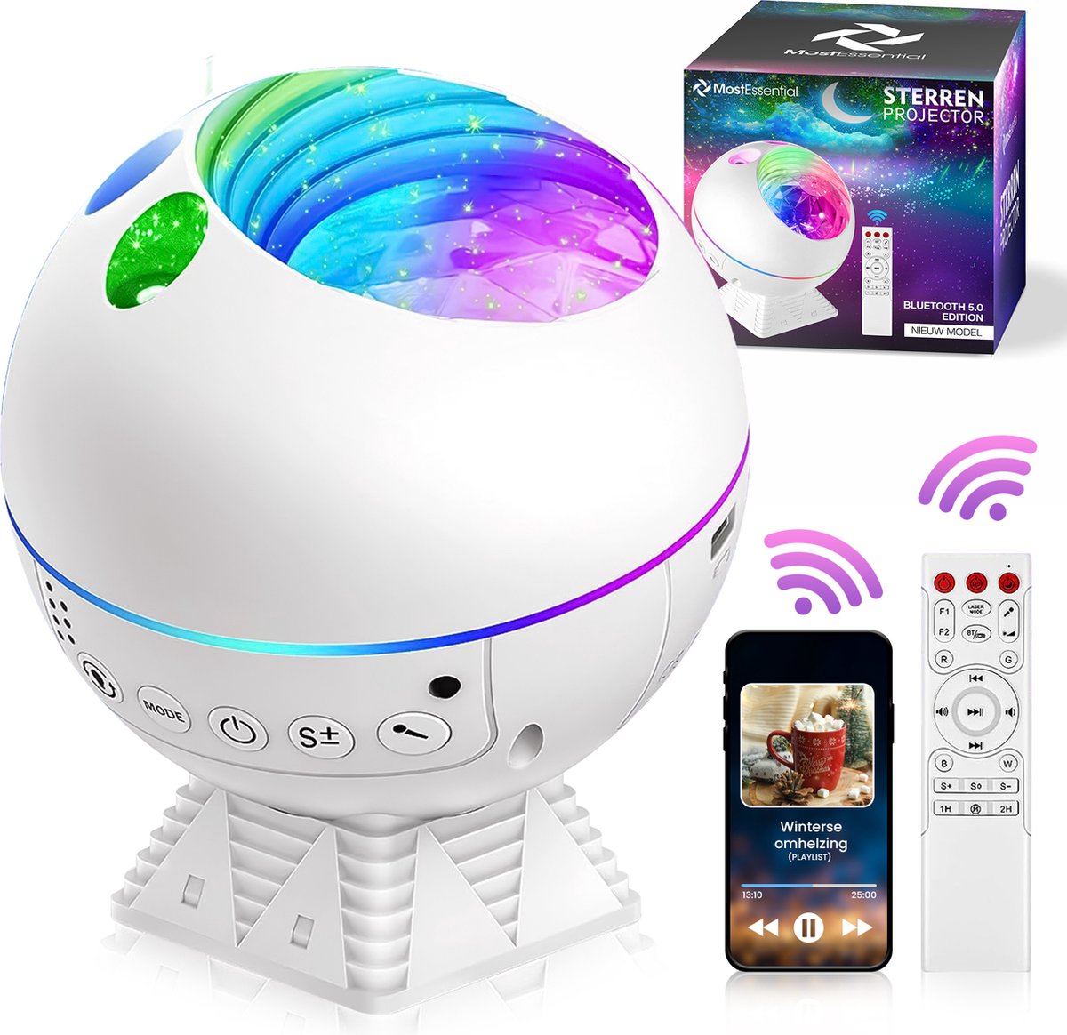 8720726622257 - Premium Star Projektor - Bluetooth 50 - USB - 3000 lm - Weiß