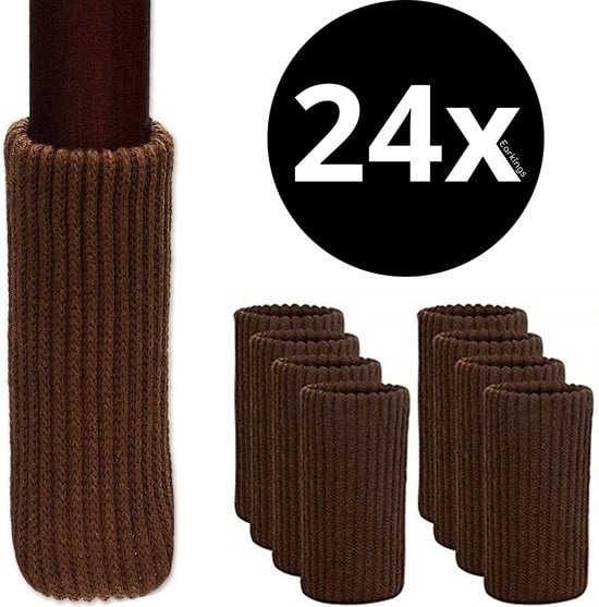 8720828011201 - Stuhlbeinschoner Bodenschoner Ø25-50 mm - Stuhlbeinsocken 24 Stück - Stuhlkappen Möbelfilze - Earkings Brown