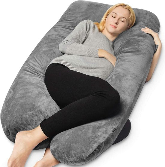 8720828011461 - Earkings Schwangerschaftskissen Seitenschläferkissen 140x80cm U-Form mit abnehmbarem Bezug - Body Pillow dunkelgrau