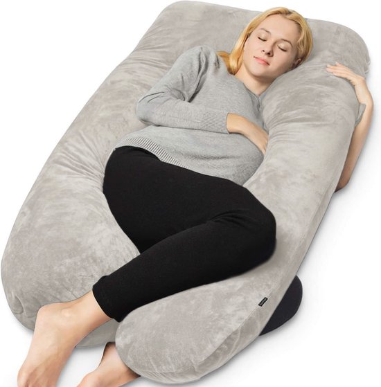 8720828011478 - Earkings Schwangerschafts-Schlafkissen 140x80cm U-Form mit abnehmbarem Bezug - Body Pillow hellgrau