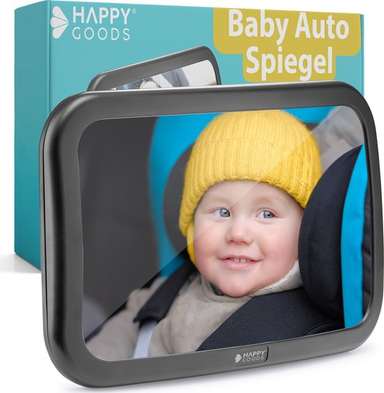 8720828067147 - Happy Goods Autospiegel Baby XL - Rückspiegel - 35x19 cm - 360° verstellbar - Babyspiegel Auto - Sicherheitsspiegel - Rücksitzspiegel Baby