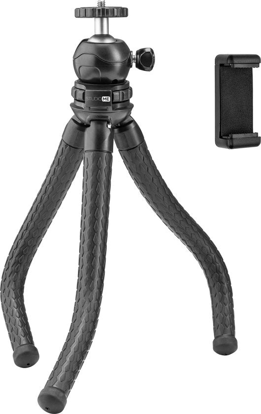 8720828067338 - Studio ME Telefonstativ - 325 cm - Stativ Smartphone - Flexibel - Kamerastativ - Schwarz - Gorillapod - Telefonhalterung - Stativ Iphone - Stativ Telefon