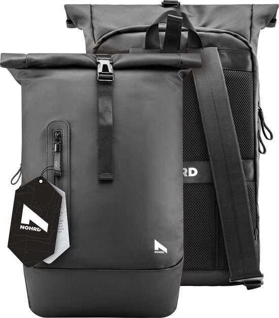 8720828067376 - NOHRD Waterproof Rolltop Backpack Black - Rucksack Männer & Frauen - Wasserdicht - Rucksack mit Laptopfach - Wasserdichter Rucksack Laptop - Rucksäcke