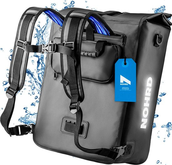 8720828067444 - NOHRD Fahrradtasche Single - Schwarz - Fahrradrucksack Wasserdicht - 25 L - Single Fahrradtasche - Inkl Laptopfach - Fahrradtasche Rucksack Umhängetasche - Fahrradtaschen Elektrofahrräder