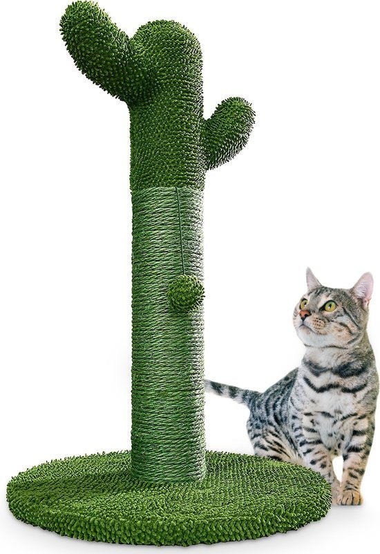 8720828084014 - Katzenkratzbaum - Kaktus Kratzbaum Sisal - Kratzbrett modernes Design - Natürliche Kratzmöbel mit Spielzeug - 65cm