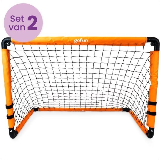 8720828084090 - Fußballtor 2er-Set - Fußballtore - Fußballtor - Fußballtore für Kinder - faltbar - 90 x 60 x 60 cm - Schwarz Orange