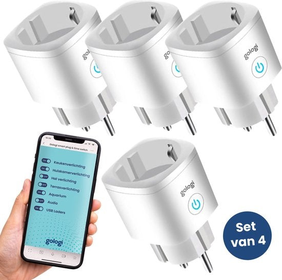 8720828084700 - Smart plug - Smart plug - Zeitschaltuhr & Energiezähler - WIFI - Google Home & Amazon Alexa - 4 Stück - Weiß