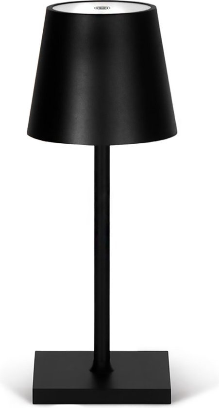 8720828084717 - Tischlampe Wiederaufladbar - Kabellos und dimmbar - Moderne Touch-Lampe - Nachtlampe für das Schlafzimmer - 26 cm - Schwarz