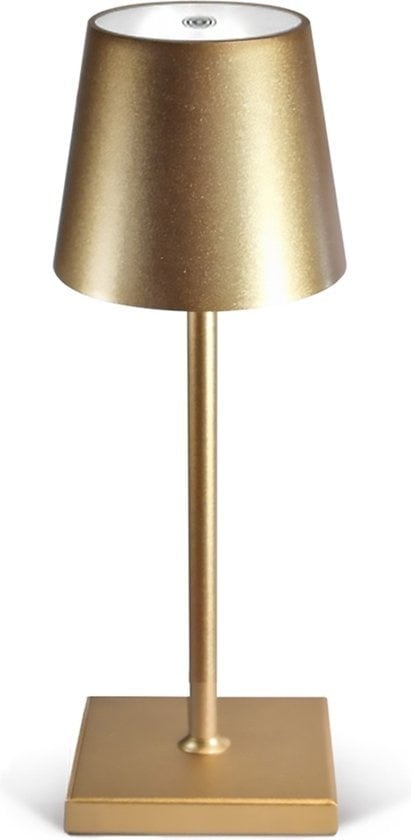 8720828084731 - Tischlampe Wiederaufladbar - Kabellos und dimmbar - Moderne Touch-Lampe - Nachtlampe für das Schlafzimmer - 26 cm - Gold