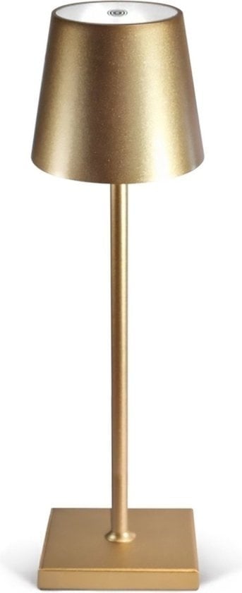 8720828084748 - Tischlampe Wiederaufladbar - Kabellos und dimmbar - Moderne Touch-Lampe - Nachtlampe für das Schlafzimmer - 38 cm - Gold