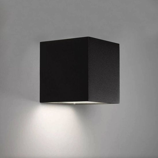 8720828084816 - Solar Cube Wandleuchte Outdoor - Solar Gartenleuchte - Solarenergie Außenleuchte - Außenleuchte - 9 x 9 x 82 cm - Schwarz