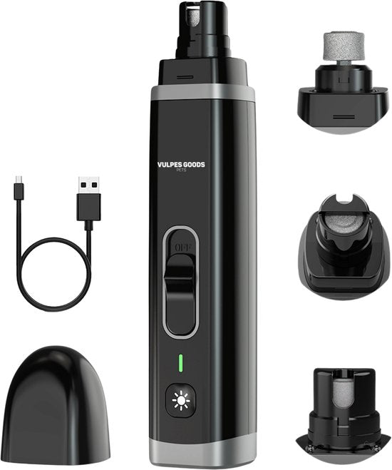 8720828099063 - Vulpes Goods®Home Elektrische Nagelfeile - Diamantfeilenkopf - Wiederaufladbar - Schwarz
