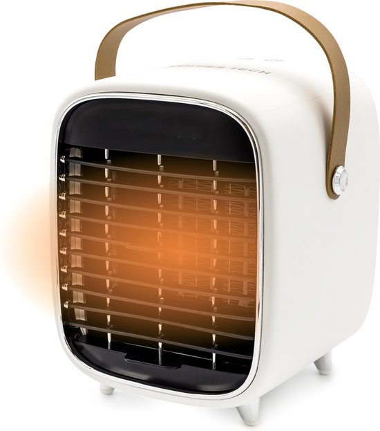 8720828099605 - Vulpes Goods® Tech - Elektroherd Plus - Elektroheizung für den Innenbereich - Heizlüfter - 3 Stufen - 1100W - LED-Anzeige - Weiß - inkl Reinigungstuch