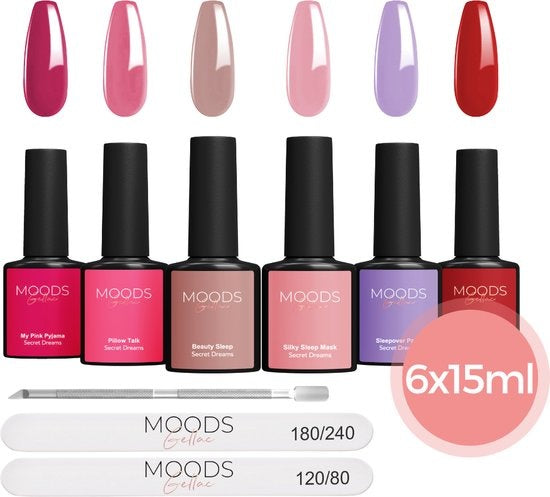 8720828194287 - 6-teiliges Set - Gel-Nagellack - 15ML - Inklusive Nagelfeile und Bokkepoot - Secret Dreams - Gellac - Nägel - Gellac Starter Pack - Chic Colours