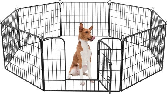 8720828295847 - Puppyren AÃÉÀú210cm Opvouwbaar Zwart - 8 panelen 80x60cm - Dierenren   Konijnenren   Hondenren