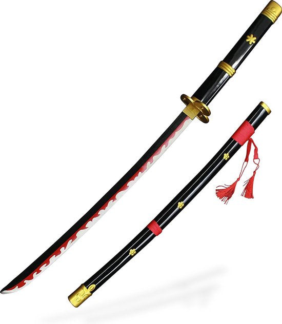 8720828349724 - One Piece - Katana - 75cm - Schwert - Bambus - Inkl Ständer - Nichirin - Schwert - Samurai - Ninja - Halterung - Zorro - Luffy - Kamado - Boxset - Anime - Manga - Figur