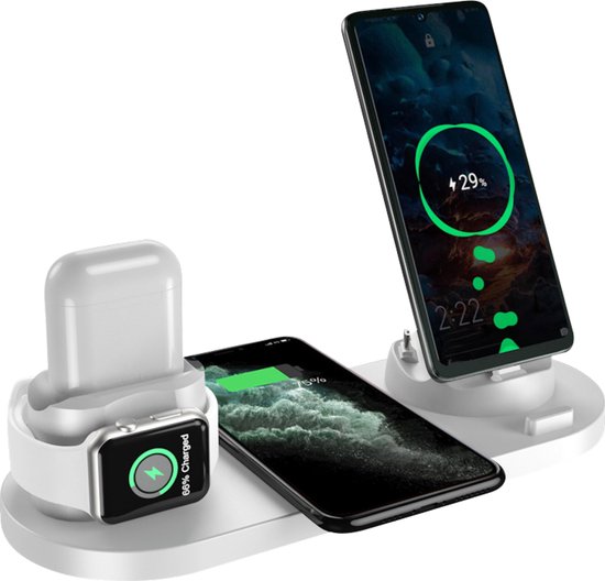 8720828362365 - - 6 in 1 Wireless Charger - Geeignet für alle Qi-Geräte - Wireless Charger - Wireless Chargers