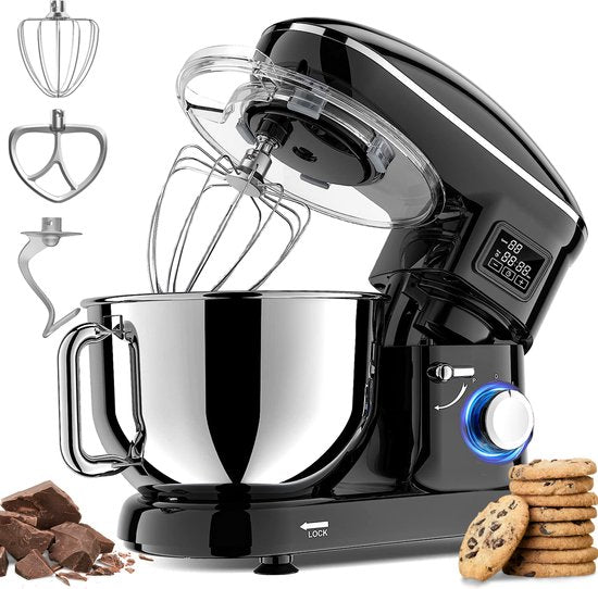 8720828504727 - Küchenmaschine - Display und Timer - Küchenroboter der Spitzenklasse - Küchenmixer - 62 l - 1500 W - Schwarz