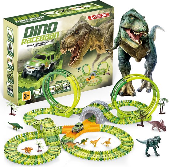 8720828504741 - Vertrex 260-teilige Dinosaurier-Rennstrecke XXL - Dino-Spielzeug - mit 2x selbstfahrendem Safari-Auto