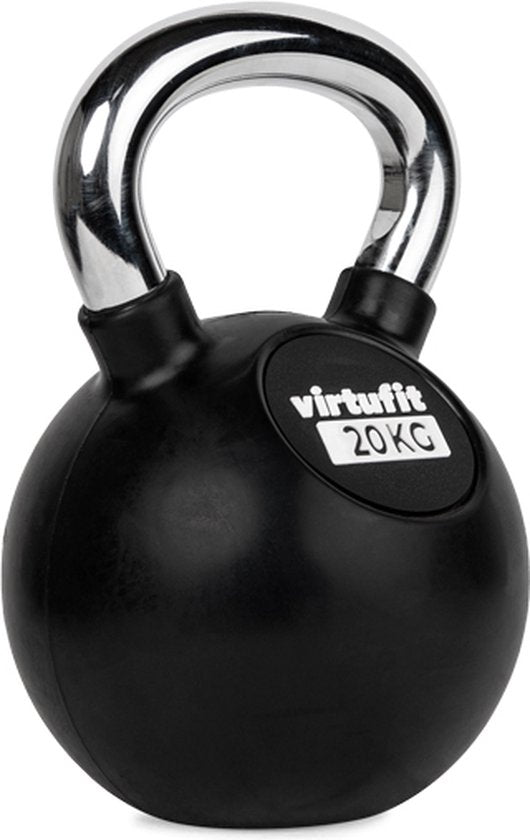 8720828508916 - VirtuFit Kettlebell - Gummi Chrom - 20 kg - Schwarz - Sportgewicht - Langlebiges Design - Ergonomischer Griff - Geeignet für CrossFit & Fitness - Fitness Training 8720828508916 - VirtuFit Kettlebell - Gummi Chrom - 20 kg - Schwarz - Sportgewicht - Langlebiges Design - Ergonomischer Griff - Geeignet für CrossFit & Fitness - Fitness Training