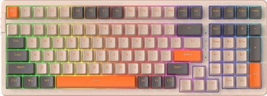 8720828512159 - K98 Wired Mechanical Gaming Keyboard - 100Tasten - Banana Switch - RGB Hintergrundbeleuchtung - Gasket Mod - QWERTY - Low Light