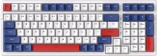 8720828512166 - K98 Wired Mechanical Gaming Keyboard - 100Tasten - Banana Switch - RGB Hintergrundbeleuchtung - Gasket Mod - QWERTY - Yacht Blue