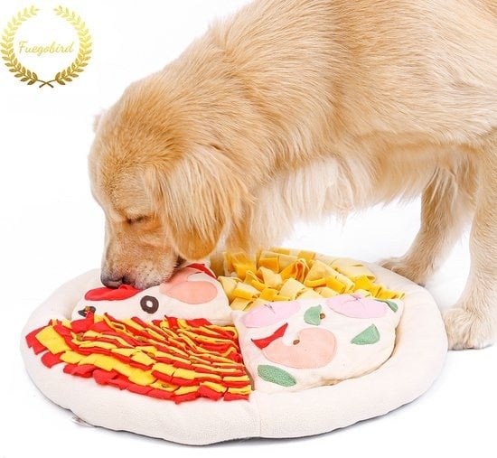 8720828512173 - Schnüffelmatte - Pizza Schnüffelmatte - abnehmbar - Hundekissen - Klangspielzeug - 50CM