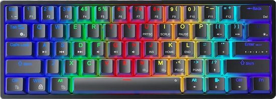 8720828512197 - F3261 - Kabelgebundene Gaming-Tastatur - Mechanisch - Full RGB - 61 Tasten - Roter Schalter - Hot Swap - Qwerty-Tastaturen - Schwarz