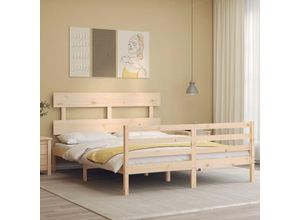 8720845402716 - Bonnevie - MassivholzbettSchlafzimmerbettDoppelbett mit Kopfteil 160x200 cm vidaXL