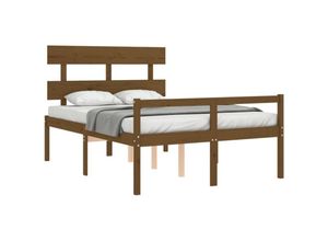 8720845405045 - Bonnevie - MassivholzbettSchlafzimmerbettDoppelbett mit Kopfteil Honigbraun 140x190 cm vidaXL