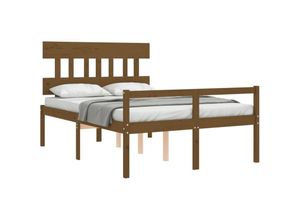 8720845405694 - Bonnevie - MassivholzbettSchlafzimmerbettDoppelbett mit Kopfteil Honigbraun 140x190 cm vidaXL