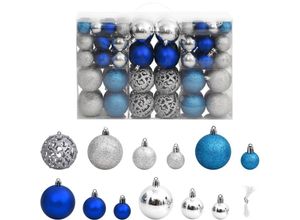 8720845408077 - Bonnevie - 100 Stk WeihnachtskugelnChristbaumschmuck Weihnachtsbaumschmuck Blau und Silbern 3   4   6 cm vidaXL