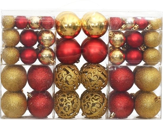 8720845408084 - Bonnevie - 100 Stk WeihnachtskugelnChristbaumschmuck Weihnachtsbaumschmuck Golden und Weinrot 3   4   6 cm vidaXL