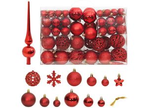 8720845408121 - Bonnevie - 111-tlg Weihnachtskugel-SetChristbaumschmuck Weihnachtsbaumschmuck Rot Polystyrol vidaXL