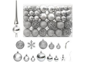 8720845408138 - Bonnevie - 111-tlg Weihnachtskugel-SetChristbaumschmuck Weihnachtsbaumschmuck Silbern Polystyrol vidaXL