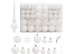 8720845408176 - 111-tlg Weihnachtskugel-Set，Christbaumschmuck Weihnachtsbaumschmuck Weiß Polystyrol vidaXL