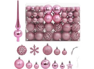 8720845408190 - Bonnevie - 111-tlg Weihnachtskugel-SetChristbaumschmuck Weihnachtsbaumschmuck Rosa Polystyrol vidaXL