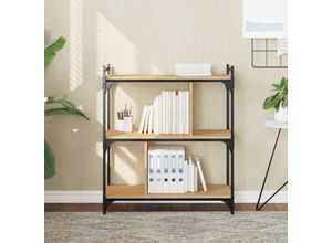 8720845418823 - Bonnevie - BücherregalStandregal 3 Böden Sonoma-Eiche 76x32x88 cm Holzwerkstoff vidaXL