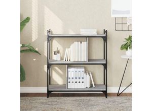 8720845418847 - Bonnevie - BücherregalStandregal 3 Böden Grau Sonoma 76x32x88 cm Holzwerkstoff vidaXL