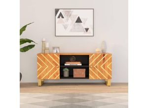 8720845422011 - Bonnevie - TV-SchrankTV-Möbel Braun und Schwarz 105x335x46 cm Massivholz Mango vidaXL