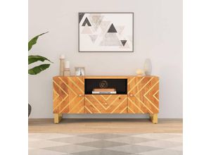 8720845422158 - Bonnevie - TV-SchrankTV-Möbel Braun und Schwarz 105x335x46 cm Massivholz Mango vidaXL