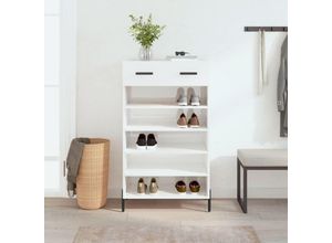 8720845430191 - Bonnevie - SchuhschrankModernes Schuhregal Hochglanz-Weiß 60x35x105 cm Holzwerkstoff vidaXL