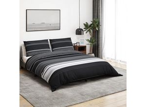 8720845432942 - Bonnevie - Bettwäsche-Set Schwarz und Weiß 140x200 cm Baumwolle vidaXL772584