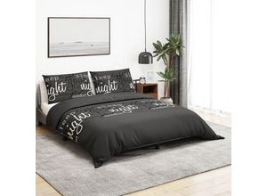 8720845433222 - Bonnevie - Bettwäsche-Set Schwarz 200x200 cm Baumwolle vidaXL403785