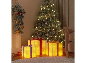 8720845435363 - vidaXL - Weihnachtsfigur - Geschenkbox - 3 - Stück - beleuchtet - 64 - warmweiß - LEDs