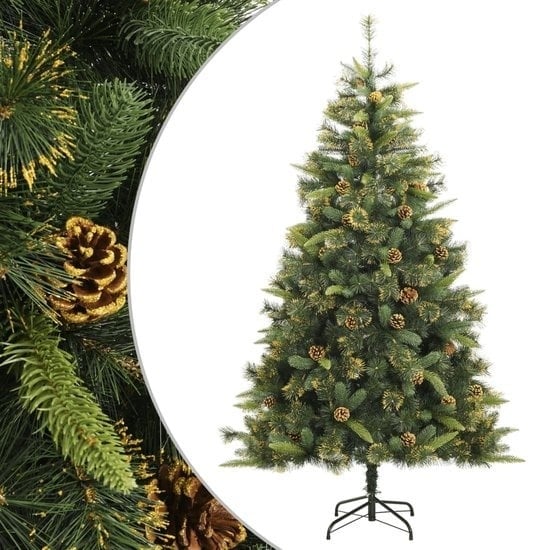 8720845443191 - vidaXL-Künstlicher Weihnachtsbaum-mit-Scharnieren-und-Tannenzapfen-210-cm