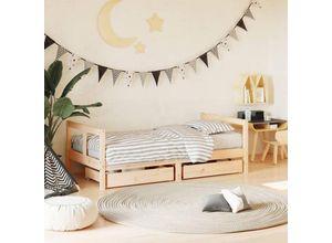 8720845444358 - Bonnevie - KinderbettEinzelbette mit Schubladen 80x160 cm Massivholz Kiefer vidaXL