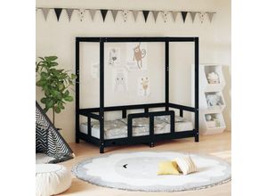 8720845445331 - KinderbettEinzelbette Schwarz 70x140 cm Massivholz Kiefer vidaXL